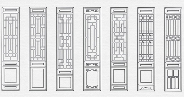 墨脱常用中式仿古花窗图案隔断设计图